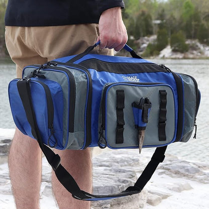 OSAGE RIVER Large Waterproof Fishing Tackle Bag with Padded Shoulder Strap, Ripstop Soft Sided Bag with Fishing Pliers Holder