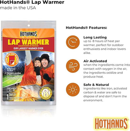 HotHands Lap Warmer, Largest Warmer 16" X 10" - Up to 8 Hours of Long Lasting Heat - 1 Lap Warmer,Tan