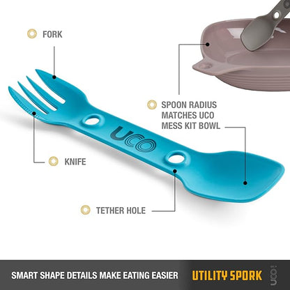 UCO Utility Spork 3-in-1 Combo Spoon-Fork-Knife Camping Utensil, 4-Pack