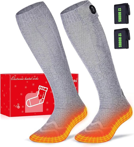Heated Socks, 2023 Upgraded Rechargeable with 12Hrs Max Heating Time, Heated Socks for Men Women with Battery, Electric Heated Socks for Outdoors, Hunting, Golf, Camping, Warm Gifts