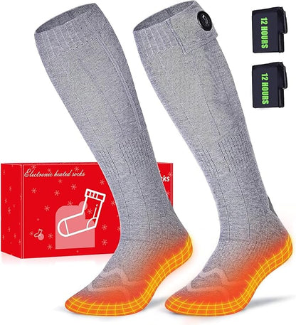 Heated Socks, 2023 Upgraded Rechargeable with 12Hrs Max Heating Time, Heated Socks for Men Women with Battery, Electric Heated Socks for Outdoors, Hunting, Golf, Camping, Warm Gifts
