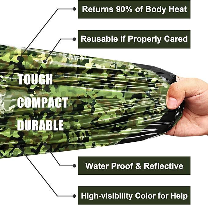 Emergency Sleeping Bags Thermal-Emergency-Blankets Ultralight Space Blankets Survival Waterproof Bivy Sack Multi-Purpose Survival Gear for Hiking, Camping, First Aid Kits, Outdoor Survival Gear