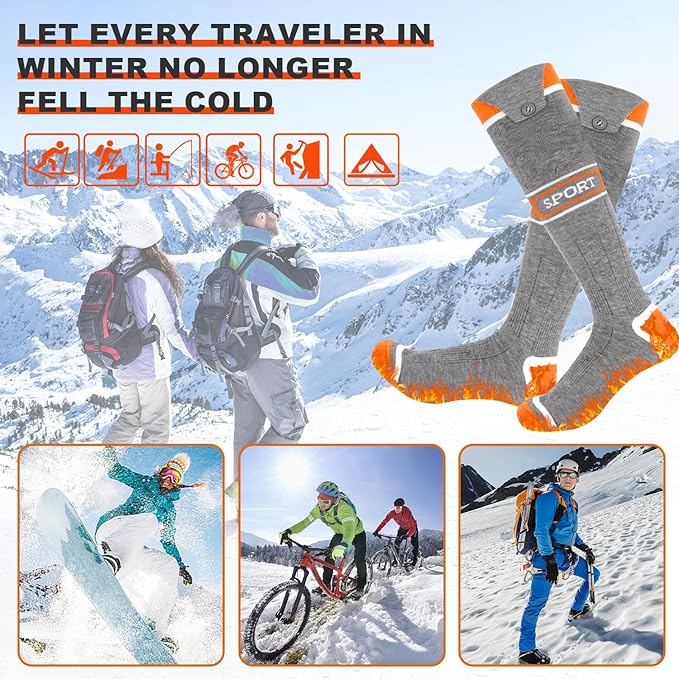 Heated Socks for Men Women,5000mAh Rechargeable Foot Warmer Electric Heating Socks with 3 Heating Settings & App Remote Control Thermal Electric Socks,Warm Socks for Hunting Skiing Camping Hiking