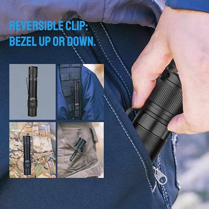 TrustFire T10R Flashlight High Lumens, 1800 Lumnen Rechargeable Flashlights 5 Modes Super Bright LED Tactical Flashlight IP68 Pocket EDC Flash Light for Camping, Emergency, Rescue, Hunting, Repair