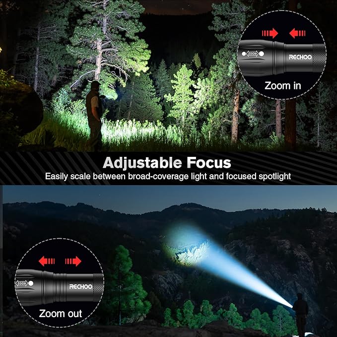 LED Flashlights High Lumens 2 Pack, Powerful Tactical Flashlight With 3 Modes, Pocket Small Flash Light, Waterproof Zoomable Flashlights for Home Emergencies, Camping Essentials (Battery Included)…