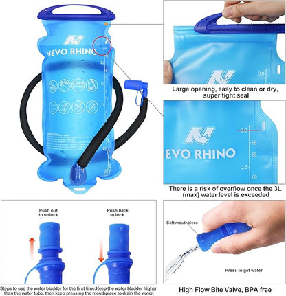 N NEVO RHINO Hydration Backpack, Hydration Pack Hydropack, Water Backpack Insulated Hiking Backpack with 3L Water Bladder for Hiking