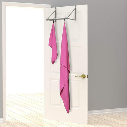 EPAuto 2-Pack Microfiber Fast Drying Travel Gym Towels, Pink, (60''x30'', 24''x15'')