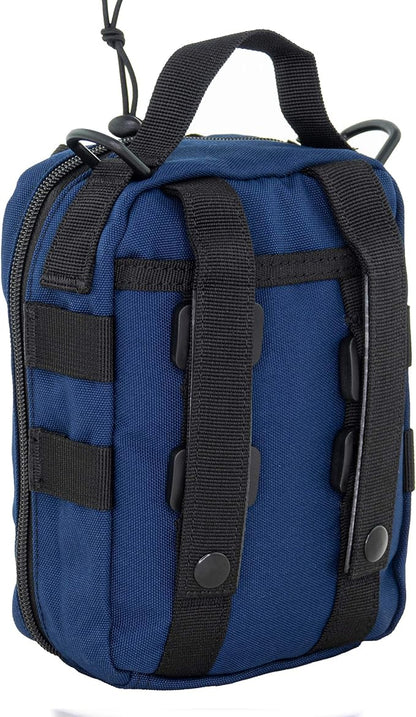 LINE2design First Aid (Ifak) Pouch EMS Bag - EMT Emergency Medical Trauma Pack Bags Tactical EDC Rescue Utility Gear IFAK Bags for Hiking Stop Bleeding Includes USA Patch - Navy