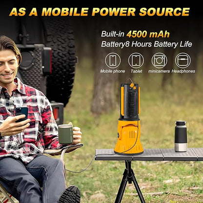 Handheld Spotlight Outdoor Flashlight with Foldable Tripod, 10000 Lumen LED Rechargeable Searchlight Spot Light, Impact Resistant Work Light with Detachable & Adjustable Handle (Large)