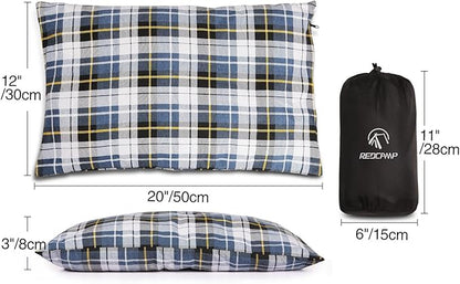 REDCAMP Outdoor Camping Pillow Lightweight, Flannel Travel Pillow Cases, Removable Pillow Cover
