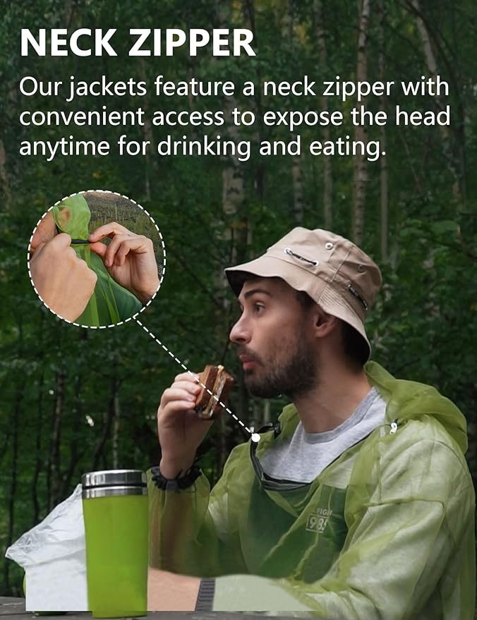 HENNCHEE Mosquito Suits for Adults, Mesh Net Bug Jacket Pant Suit, Outdoor Full Body Protection Mosquito Proof Clothing