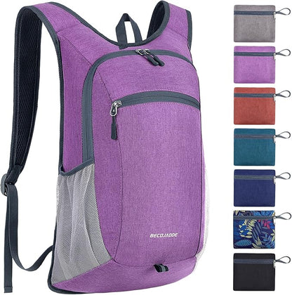 15L Hiking Backpack Small Travel Backpack Lightweight Packable Backpacks Casual Daypack for Women and Men, Light Purple