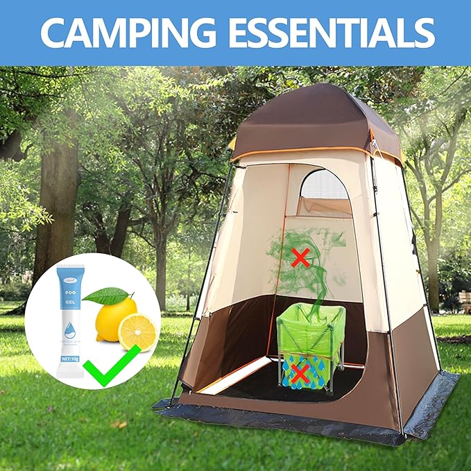 Godora 30 Packs ECO-Friendly Camping Toilet Poo Gel Powder, Portable & Fast-Absorbing Camping Toilet Gel, Rapidly Biodegradable Eco Poo Gel for Portable Toilet, Outdoor Portable Bedpans & Emergencies