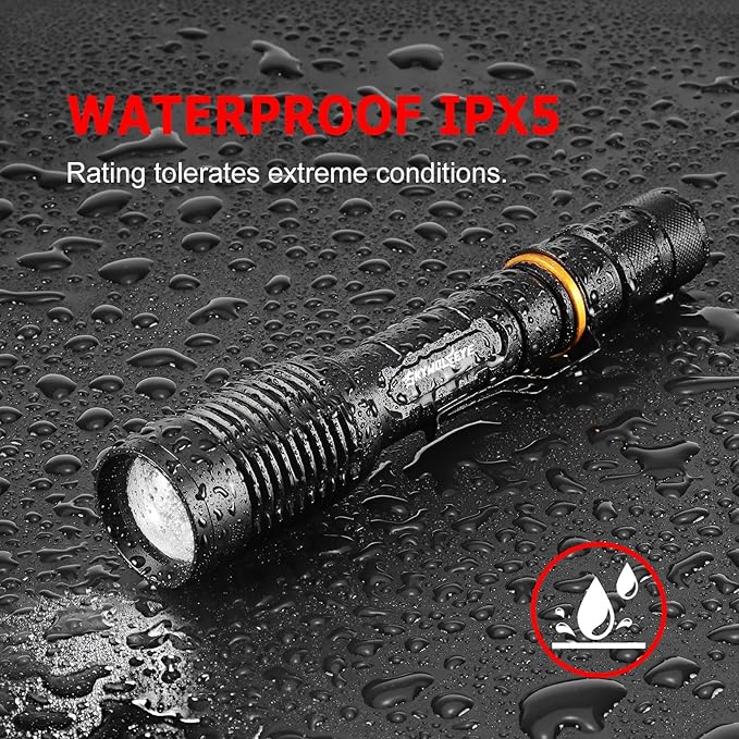 4 Pack 1￵8￵6￵50 Rechargeable Batter￵y W￵i￵th 18650 Battery Charger Bright Led Flashlight, Universal Charger for Rechargeable 3.7V Li-ion Batteries 18650 26650 14500 10440