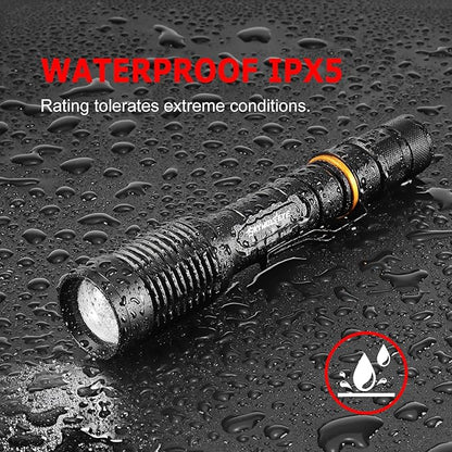 4 Pack 1￵8￵6￵50 Rechargeable Batter￵y W￵i￵th 18650 Battery Charger Bright Led Flashlight, Universal Charger for Rechargeable 3.7V Li-ion Batteries 18650 26650 14500 10440
