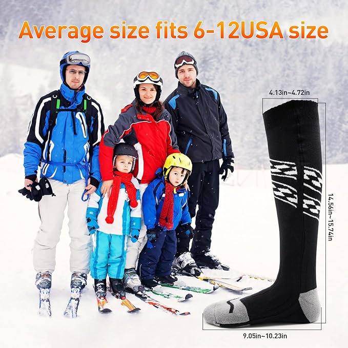 Heated Socks for Men Women,5000mAh Rechargeable Electric Heated Socks,Washable Unisex Winter Thermal Socks,Feet Warmers for Skiing Camping Hiking Hunting Outdoor