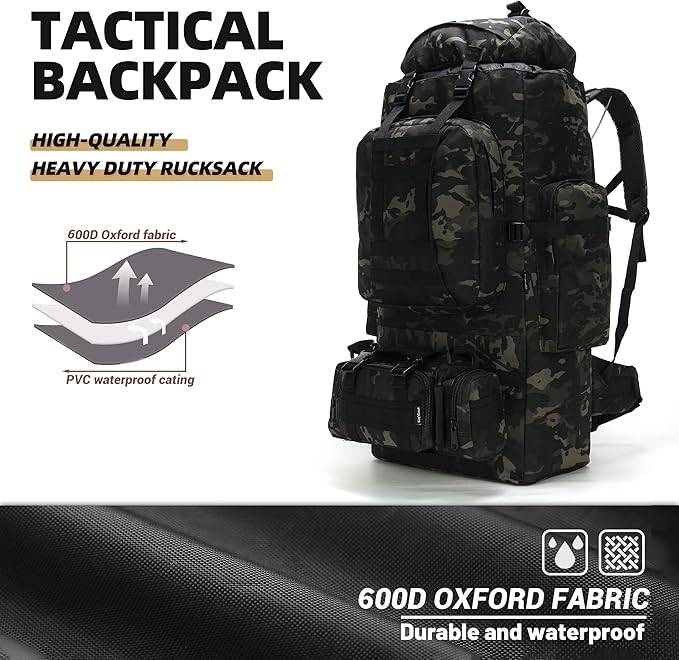 100L Camping Hiking Backpack Molle Rucksack Military Camping Backpacking Daypack