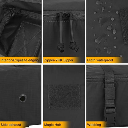 PETAC GEAR 4 PCS Tactical Modular Packing Cubes with Waterproof Material, Large Capacity Storage Bag, Easy Clean Outdoor Travel Organize Storage Pouches Bags (BK)