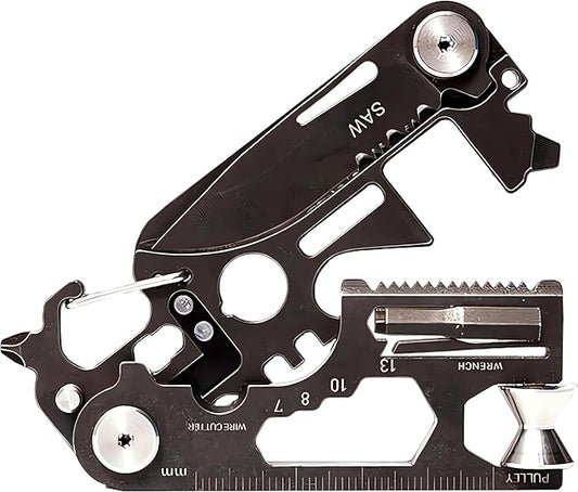 28 in 1 EDC Multi-function Tool, Keychain portable Metal Pocket Tool for men, Wrench for Screw, Ruler, Pulley, Spoke Tool,bottle opener, thread cutter, Self-locking Pocket Knife Multitool