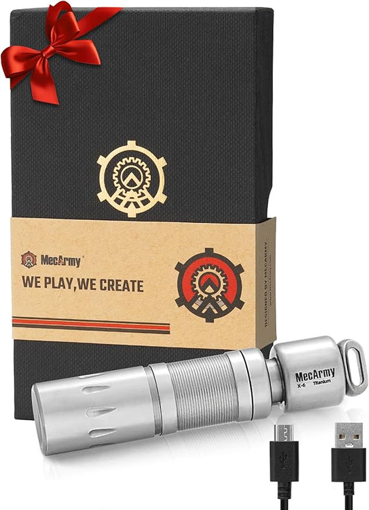 MecArmy Titanium Mini Flashlight Rechargeable, EDC Small Flashlights with Quick Release Tail for Easy Access, Led Pocket Flashlight for Home Camping Outdoors, Christmas Birthday Gifts for Him Her