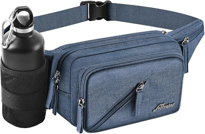 Fanny Pack Waterproof Waist Bag Pack Men Women Hip Bum Bag With Water Bottle Holder Adjustable Strap Suitable For Outdoors Workout Traveling Hiking Cycling Dog Walking Pouch Bag(Blue)