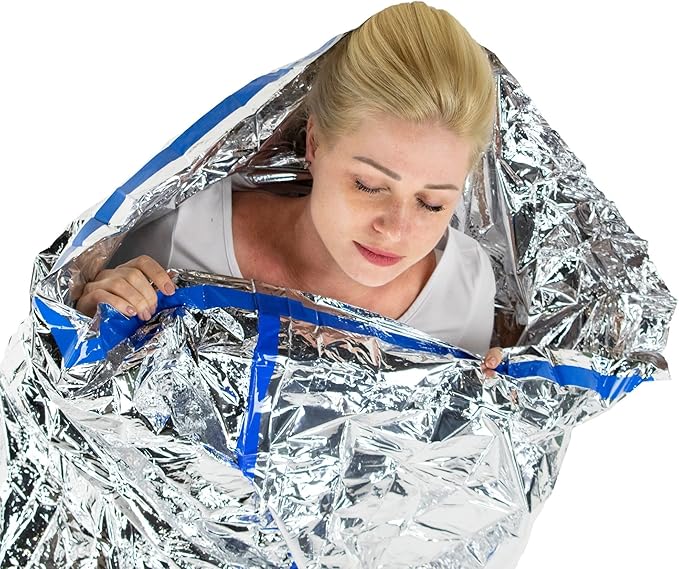 Emergency Blankets for Survival - Disaster Preparedness Prepping Supplies - Space Blanket (2 Pack) - 80" x 40" Retains up to 90% of Body Heat - Mylar Blankets for Camping & Outdoors by HealthyLine