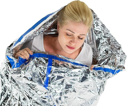 Emergency Blankets for Survival - Disaster Preparedness Prepping Supplies - Space Blanket (2 Pack) - 80" x 40" Retains up to 90% of Body Heat - Mylar Blankets for Camping & Outdoors by HealthyLine