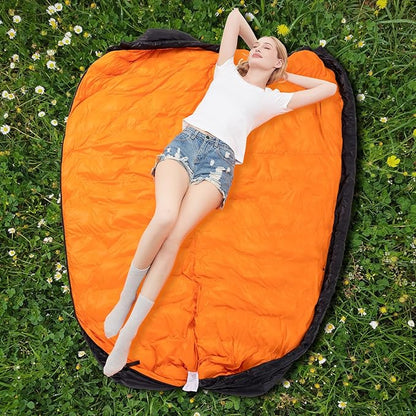 0-20 Degrees F Down Sleeping Bag for Adults - 4 Season Envelope With Arm Holes, Wearable for Backpacking Camping - Ultralight, Compact, Move Freely While Wearing