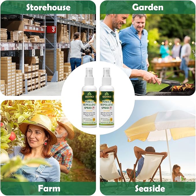 Mosquito Repellent Spray for Body, Natural Bug Spray DEET-Free, Bug Spray Travel Size Insect Repellent Spray for Skin 4 Fl Oz (2 Pack).