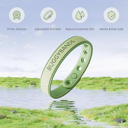 Mosquito Repellent Bracelets, 2 Pack Silicone Mosquito Repellent Bands with DEET Free, Natural & Waterproof Bug Wristbands for Kids and Adults, Outdoor Traveling Protection (Green&Yellow)