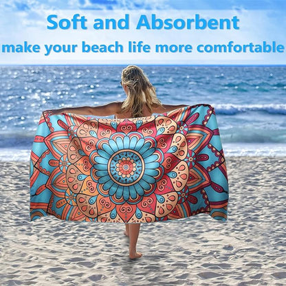 Microfiber Beach Towels 2 Packs, Oversized Quick-Dry Towels for Adults, Lightweight Thin Towels (72" x 36") for Swimming, Beach, Camping