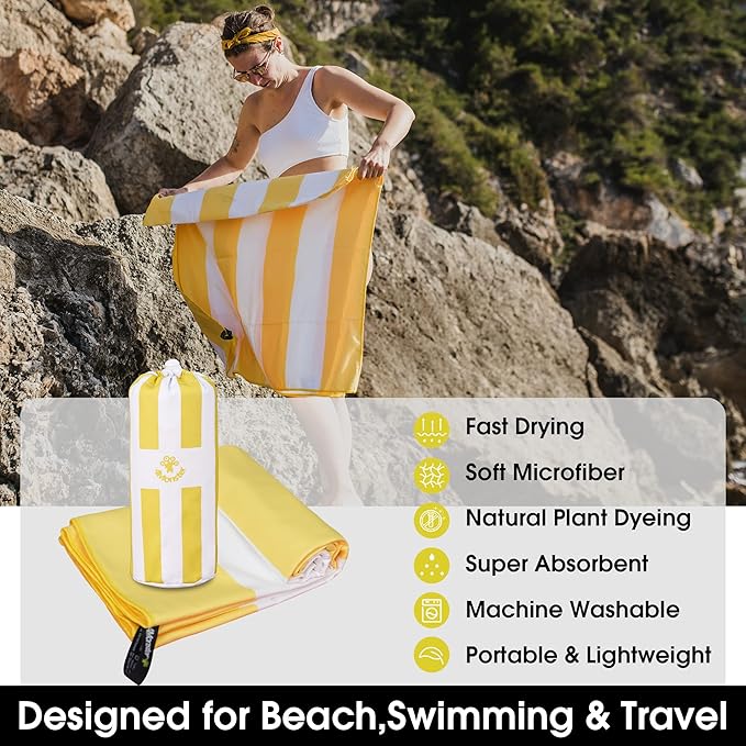 4Monster Microfiber Beach Towel Quick Dry,Super Absorbent Lightweight Travel Towel for Swimmers, Sand Free Camping Towel, Beach Towels for Pool, Swim, Water Sports,Yoga,Gym,Backpacking