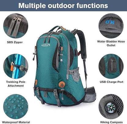 G4Free 50L Hiking Backpack Waterproof Daypack Outdoor Camping Climbing Backpack with Rain Cover for Men Women