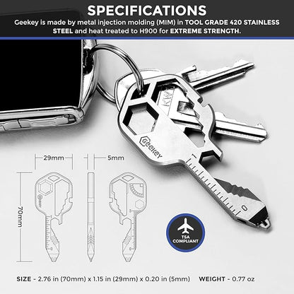 Multi-tool | Original Key Shaped Pocket Tool | Stainless Steel Keychain Utility Gadget | 16+ Tools | TSA Safe Multitool | Gift for Men, Women, Valentine's, Groomsmen, Birthday, Father