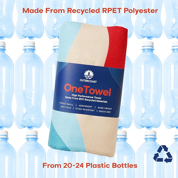 Luxe (380GSM) Oversized (180x60CM) Performance Microfiber Towel Made from Recycled Materials | Quick-Drying, Sand-Free, and Compact | Stink-Resistant | Ideal for Camping, Beach, Yoga (Thai Beach)