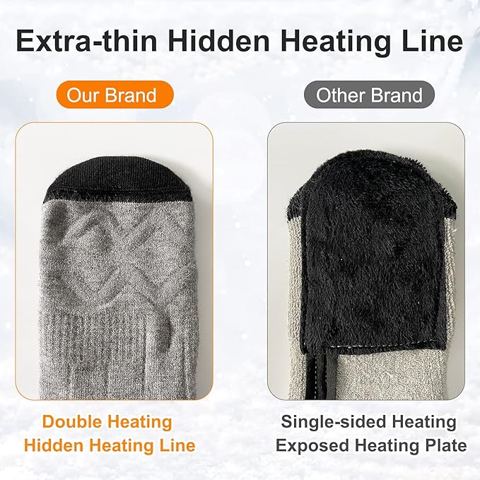 Electric Heated Socks, Upgraded Winter Rechargeable Washable Battery Heat Socks Men Women Thermal Warming Socks for Outdoor Hiking Camping Skiing Fishing Hunting Mountaineering