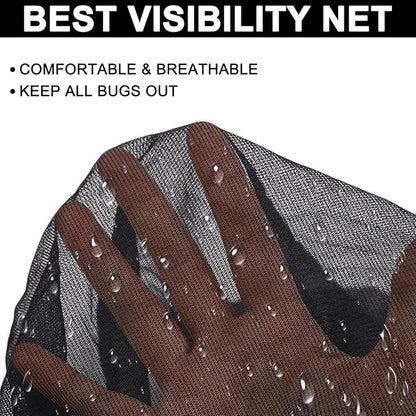 Mosquito Head Net Mesh, Bug Net for Head Mosquito Face Net for Outdoor Hiking Camping Fishing Mosquito and Insert Protection (2 Pack Black)