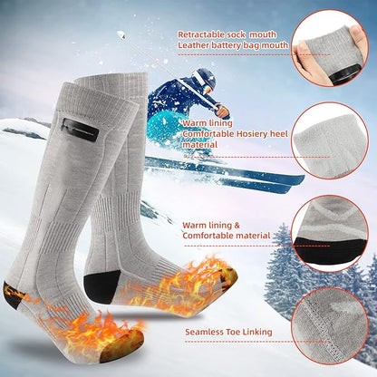 Heated Socks for Men Women, 5000mAh Rechargeable Washable Battery Operated Heating Socks, Electric Foot Warmer Thermal Socks for Hunting Camping Skiing Sports Outdoors
