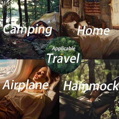 Travel Pillow Small Camping Pillow Memory Foam Bed Neck Soft Pillow Lightweight Easy to Carry Portable Cooling Home Pillow Removable Pillow Cover with Travel Storage Bag (Green)