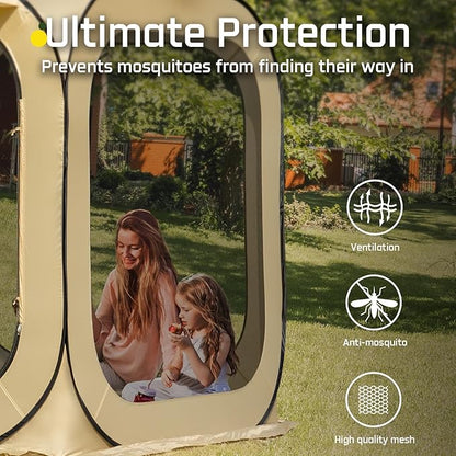6x6 FT Pop Up Screen Tent - Instant Screened Gazebo Canopy with Mosquito Net, Portable Backyard Tent for 4-6 People, Easy Setup Patio Shelter for Camping, BBQ, Sports & Outdoor Activities