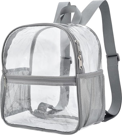 Oraben Clear Backpack for Stadium Events Clear Stadium Backpack 12x6x12 Bag (Nylon Shoulder Straps, Grey)
