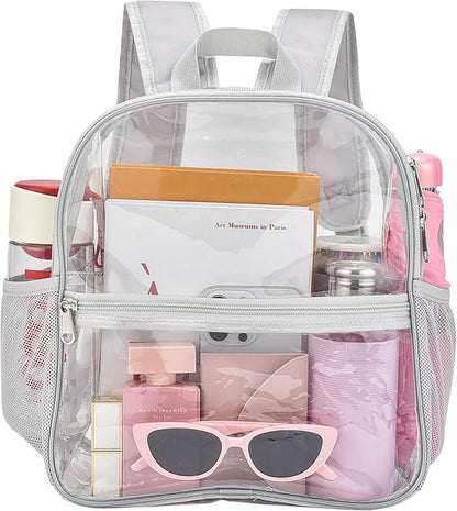Oraben Clear Backpack for Stadium Events Clear Stadium Backpack 12x6x12 Bag (Enhanced Strap, Sliver)