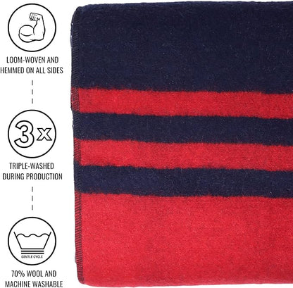 Arcturus Patterned Wool Blankets - 4.5lbs Warm, Heavy, Washable, Large | Great for Camping, Outdoors, Sporting Events, or Survival & Emergency Kits