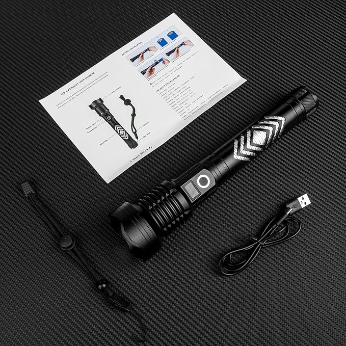 azamine Rechargeable Flashlights 990000 High Lumens - Super Bright LED Flashlight with 5 Modes, IPX7 Waterproof Powerful Flash Light for Camping Hiking
