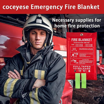 Emergency Fire Blanket for Home and Kitchen, Fire Extinguishers for Home, Fiberglass Fire Suppression Blanket with Luminous Strip for Fireplace, Car, Camping, Picnic, Grill (2, 40''x40'')