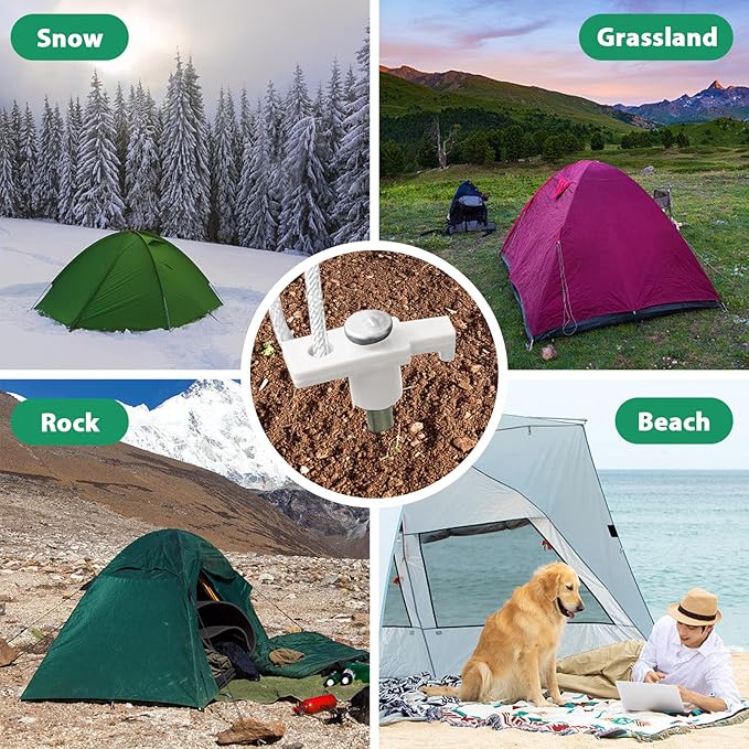 Eurmax USA Galvanized Non-Rust Camping Tent Stakes Canopy Anchors Heavy Duty 10pc-Pack, with 4x10ft Ropes & 1 White Stopper