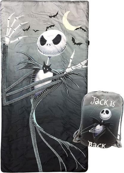 Jay Franco Disney Nightmare Before Christmas Slumber Sack - Cozy & Warm Kids Lightweight Slumber Bag/Sleeping Bag - Featuring Jack Skellington (Official Disney Product)