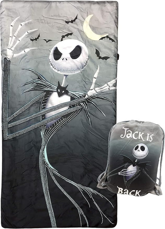 Jay Franco Disney Nightmare Before Christmas Slumber Sack - Cozy & Warm Kids Lightweight Slumber Bag/Sleeping Bag - Featuring Jack Skellington (Official Disney Product)