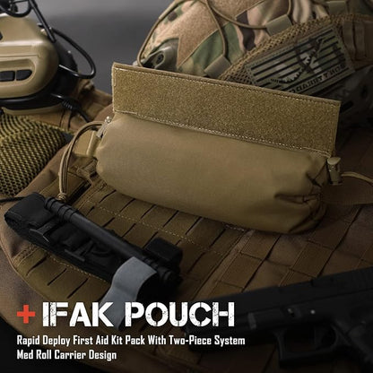 WYNEX Tactical First Aid Drop Dump Pouch, Medical Trauma Roll Up Drop Pouch EMT IFAK Sub Abdominal Carrying Bag with Hook-N-Loop for Chest Rig Vest