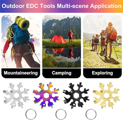 18-in-1 Snowflake Multitool, 12 Packs Stainless Steel Snowflake Wrench/Bottle Opener/Screwdriver Kit, Stainless Steel Portable Star Tool for Christmas Great Gifts